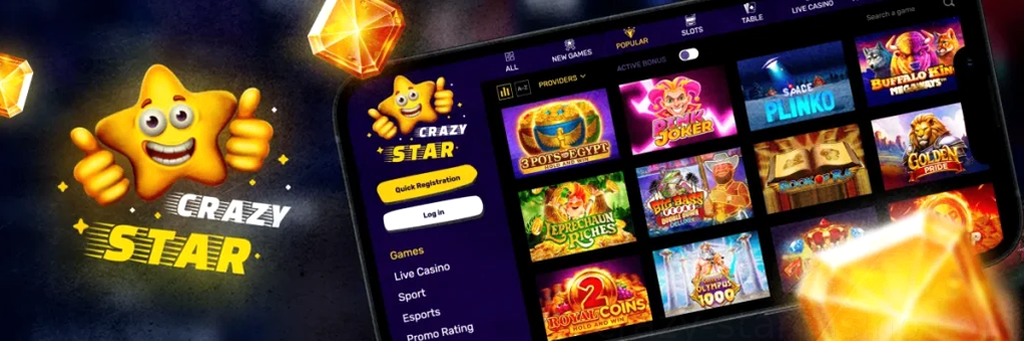 CrazyStar Casino 100% + 100 Free Spins